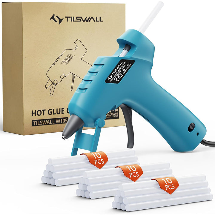 Tilswall Hot Glue Gun Kit with 30 Glue Sticks, Fast Preheating Mini Glue Gun for Kids' DIY School Arts/Crafts/Quick Home Repairs